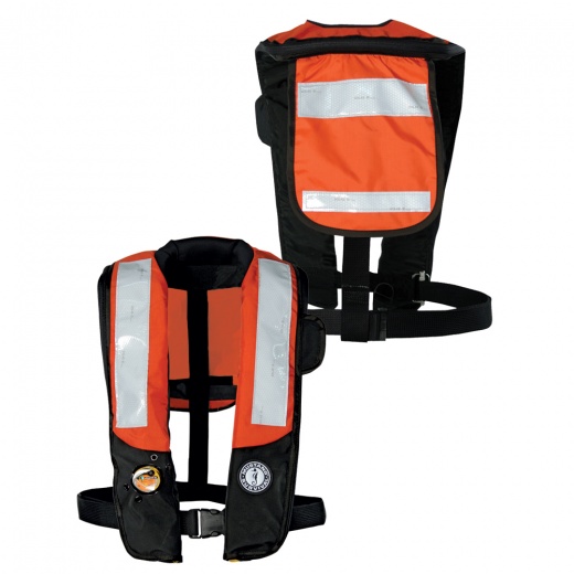 Mustang HIT Inflatable PFD with SOLAS Reflective Tape - Orange/Black - Automatic/Manual