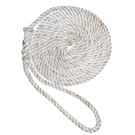 New England Ropes 5/8" Premium 3-Strand Dock Line - White W/Tracer - 25'