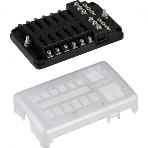 Sea-Dog Blade Style LED Indicator Fuse Block with Negative Bus Bar - 12 Circuit