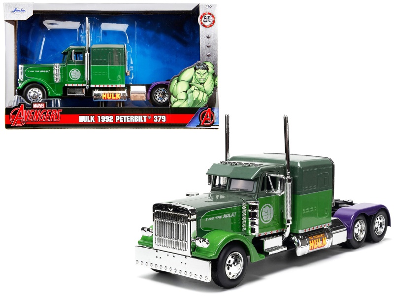 1992 Peterbilt 379 Truck Tractor Diecast Model - 'The Incredible Hulk' Marvel Avengers Series by Jada