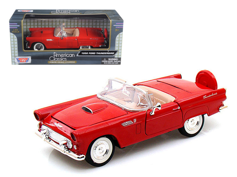 1956 Ford Thunderbird Convertible Red 1/24 Diecast Model Car By Motormax