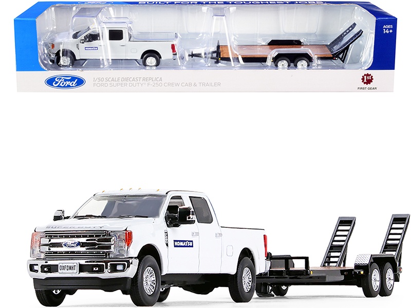 Ford F 250 Super Duty Pickup Truck Komatsu Oxford White And Tandem Axle Tag Trailer 150 5553