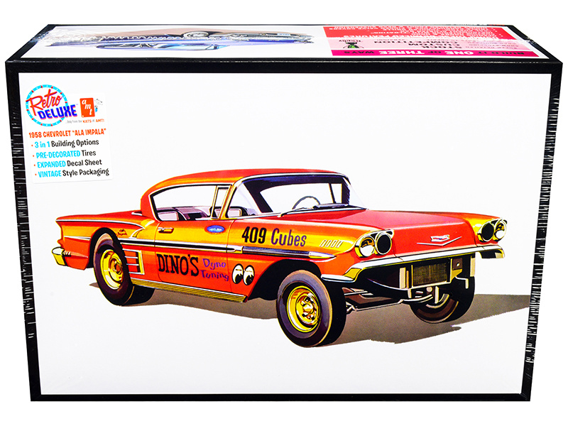 Skill 2 Model Kit 1958 Chevrolet Impala "Ala-Impala" 3-In-1 Kit 1/25 Scale Model By Amt