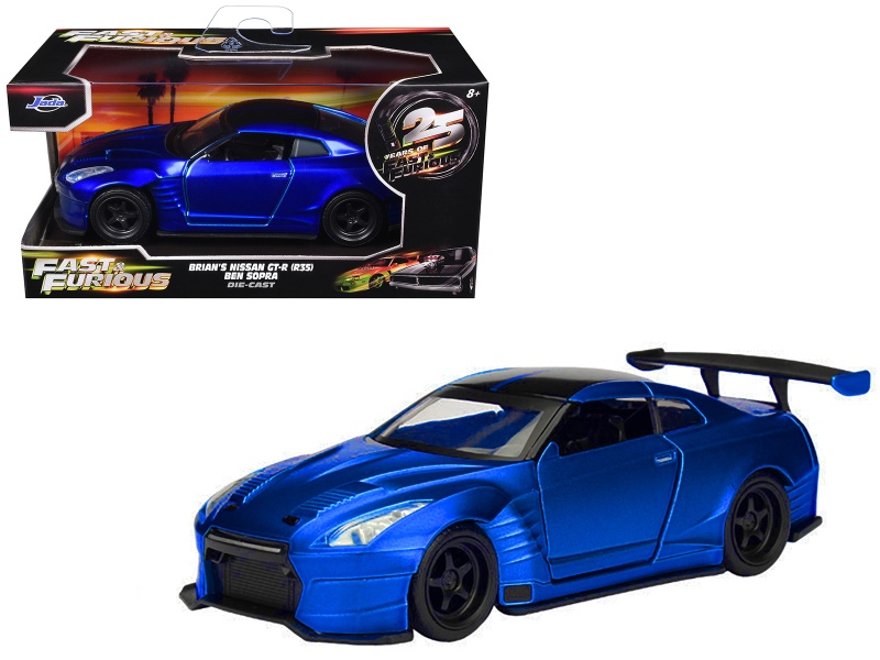 Brian's 2009 Nissan Gtr R35 Blue Ben Sopra "Furious 7" (2015) Movie "25 Years Of Fast & Furious" Series 1/32 Diecast Model Car By Jada