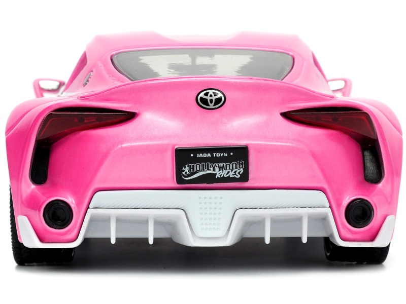 Toyota Ft-1 Concept Pink Metallic And Pink Ranger Diecast Figurine "Power Rangers" "Hollywood Rides" Series 1/24 Diecast Model Car By Jada