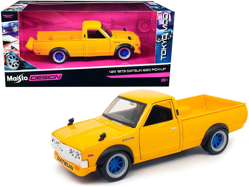 1973 Datsun 620 Pickup Truck Yellow "Tokyo Mod" Maisto Design 1/24 Diecast Model Car By Maisto