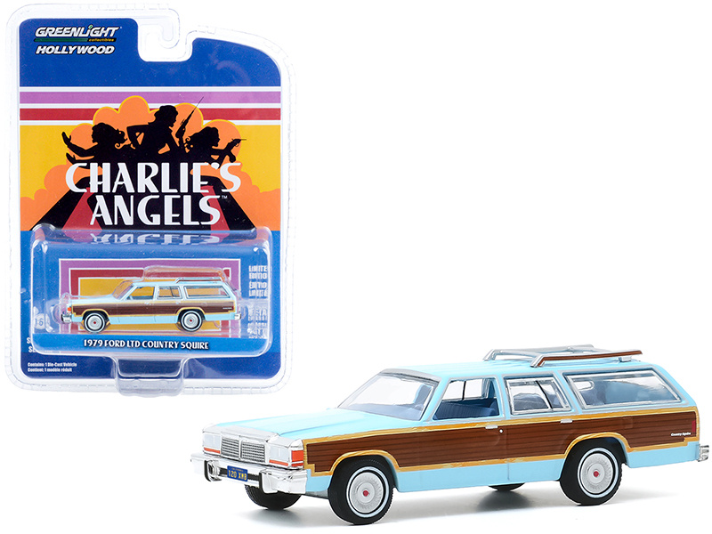 1979 Ford Ltd Country Squire Light Blue With Wood Grain Paneling "Charlie's Angels" (1976-1981) Tv Series "Hollywood Series" Release 29 1/64 Diecast Model Car By Greenlight