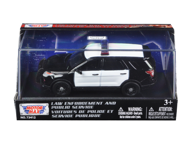 2015 Ford Police Interceptor Utility Plain Black And White 1/43 Diecast Model Car By Motormax
