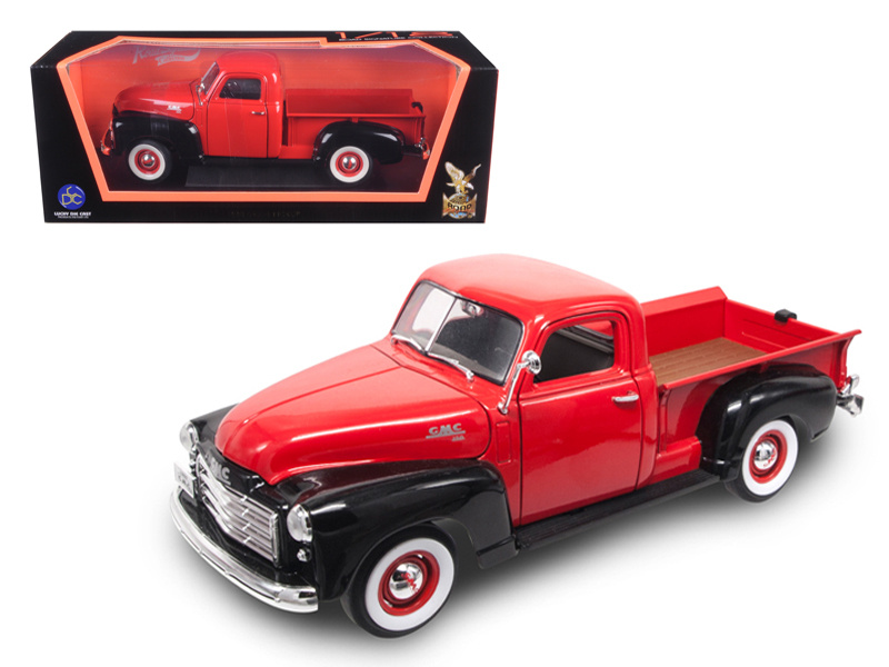 1950 Gmc Pickup Truck Red And Black 1/18 Diecast Model Car By Road Signature