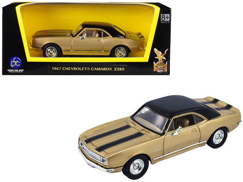 1967 Chevrolet Camaro Z-28 Gold With Black Stripes And Black Top 1/43 Diecast Model Car By Road Signature