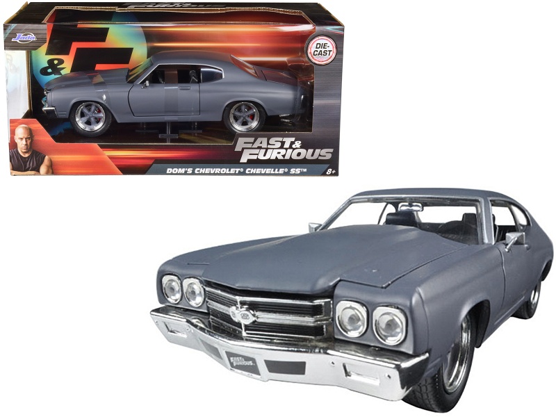 Dom's Chevrolet Chevelle Ss Matt Gray "Fast & Furious" Movie 1/24 Diecast Model Car By Jada