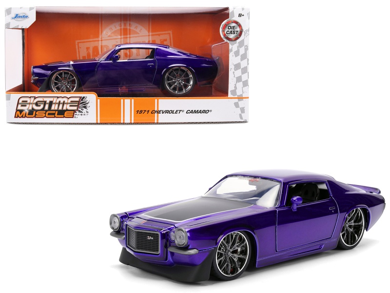 1971 Chevrolet Camaro Z/28 Purple Metallic With Black Hood "Bigtime Muscle" Series 1/24 Diecast Model Car By Jada