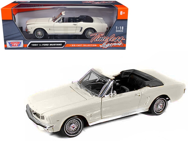 1964 1/2 Ford Mustang Convertible Cream 1/18 Diecast Car Model By Motormax