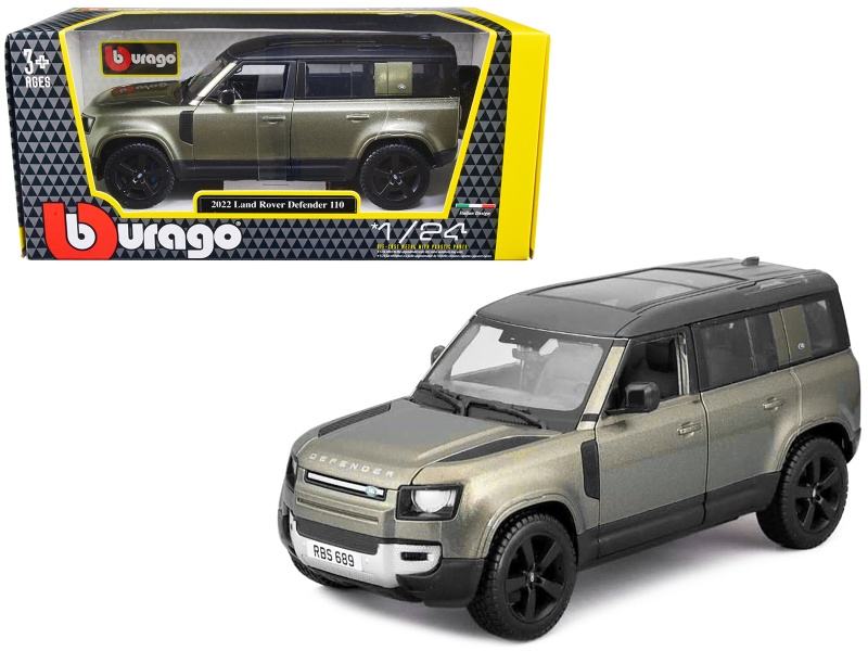 2022 Land Rover Defender 110 Green Metallic 1/24 Diecast Model by Bburago