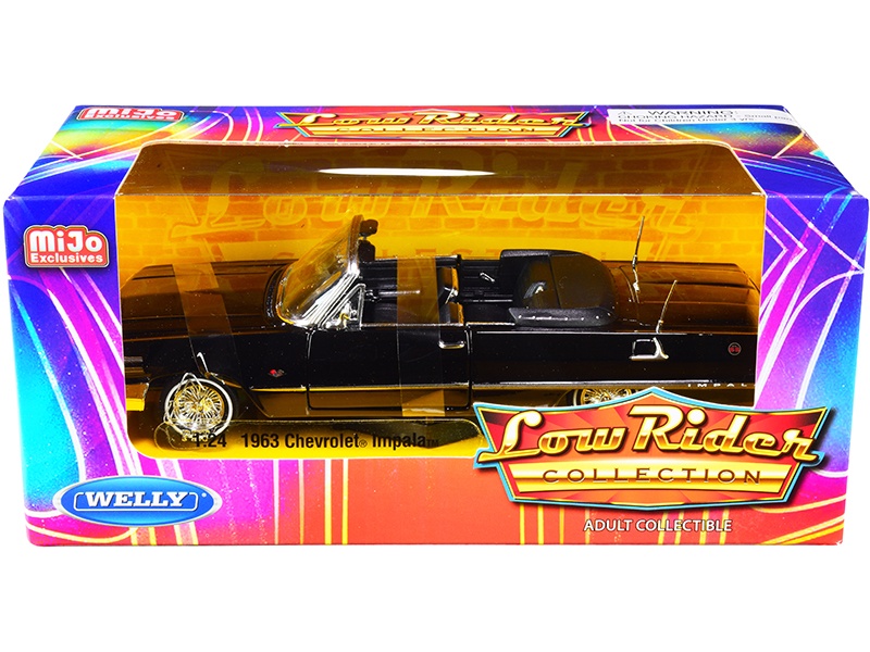 1963 Chevrolet Impala Ss Convertible Black "Low Rider Collection" 1/24 Diecast Model Car By Welly