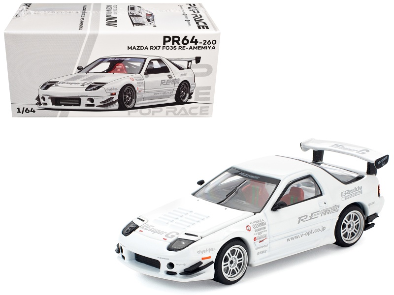 Mazda Rx7 (Fc3s) Re Amemiya Rhd (Right Hand Drive) White 1/64 Diecast Model Car By Pop Race