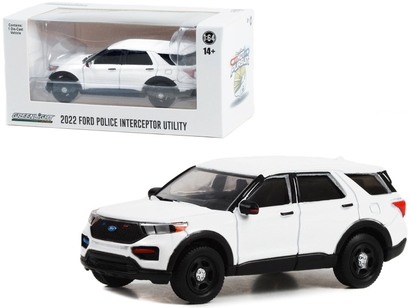 2022 Ford Police Interceptor Utility White "Hot Pursuit" "Hobby Exclusive" Series 1/64 Diecast Model Car By Greenlight