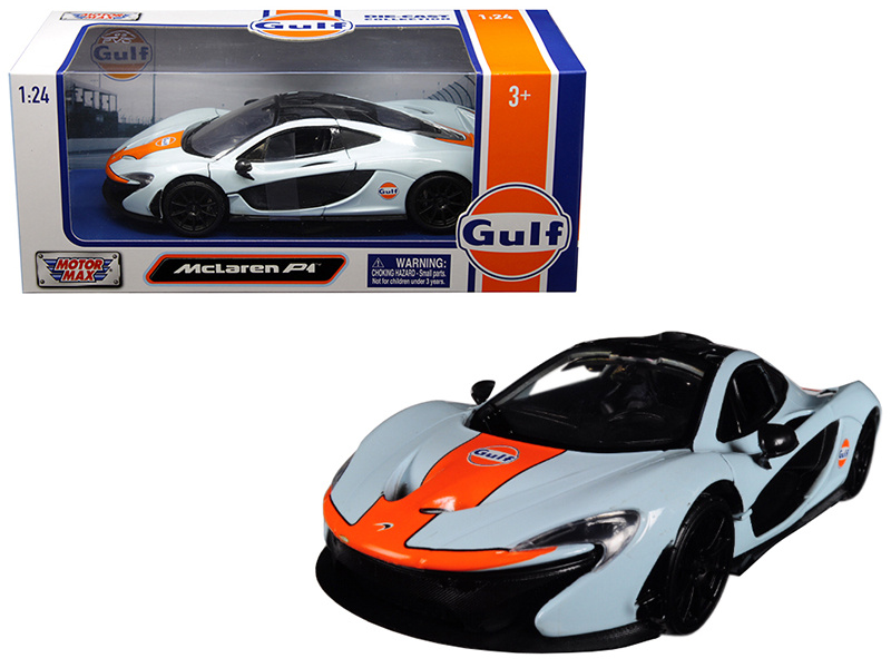 Mclaren P1 With "Gulf Oil" Livery Light Blue With Orange Stripe 1/24 Diecast Model Car By Motormax