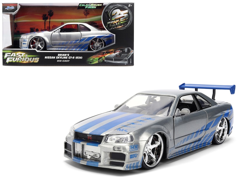 Brian’s Nissan Skyline GT-R (R34) RHD 1/24 Diecast Model – 2 Fast 2 Furious (2003)