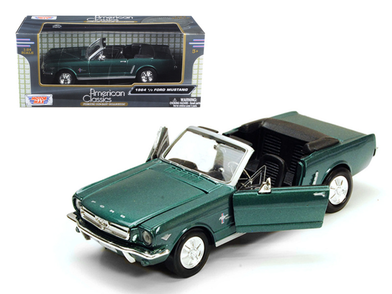 1964 1/2 Ford Mustang Convertible Green Metallic 1/24 Diecast Model Car By Motormax