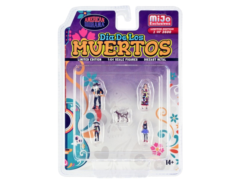 "Dia De Los Muertos" 5 Piece Diecast Set (2 Adults 2 Children 1 Dog Figures) Limited Edition To 3600 Pieces Worldwide For 1/64 Scale Models By American Diorama