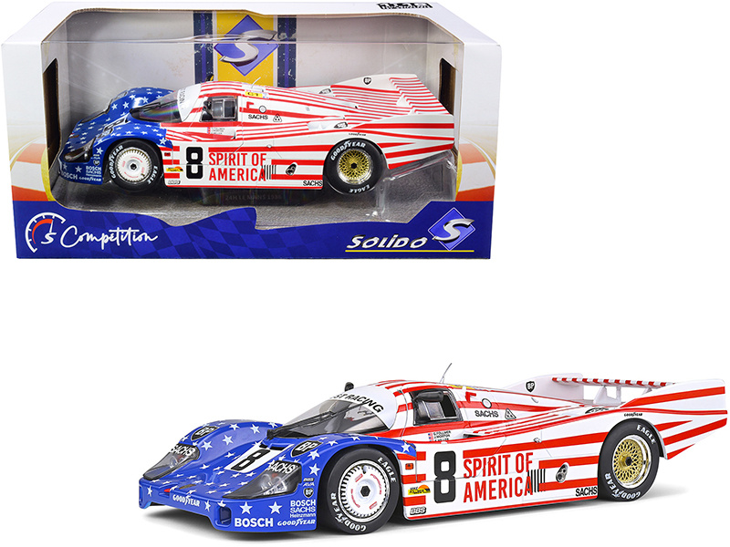 Auto In Miniatura Porsche 956LH - Scala 1/18, Colore Blu/Bianco/Rosso - Foto 3