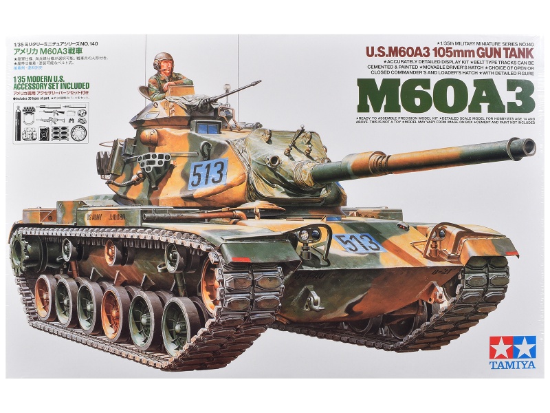 Model Kit Us M60a3 105Mm Gun Tank "Us Army" 1/35 Scale Model By Tamiya