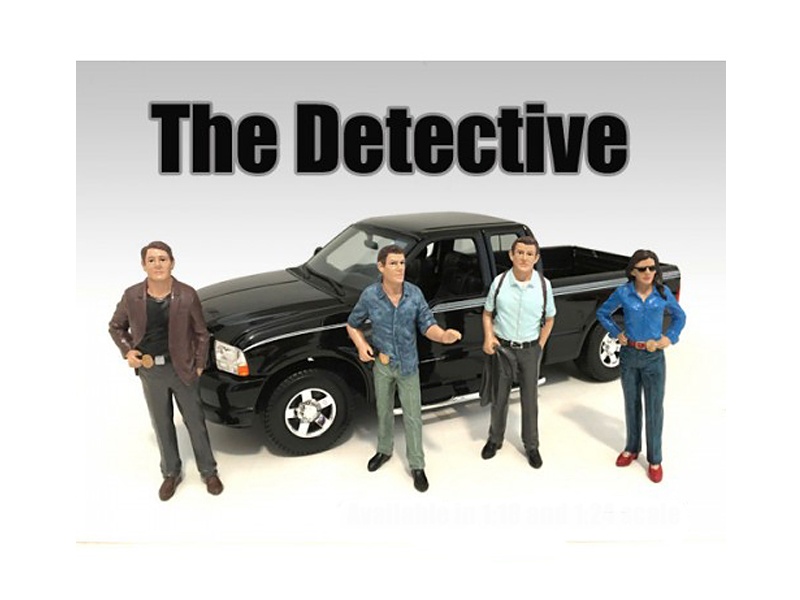 "The Detective" 4 Piece Figure Set For 1:24 Scale Models By American Diorama