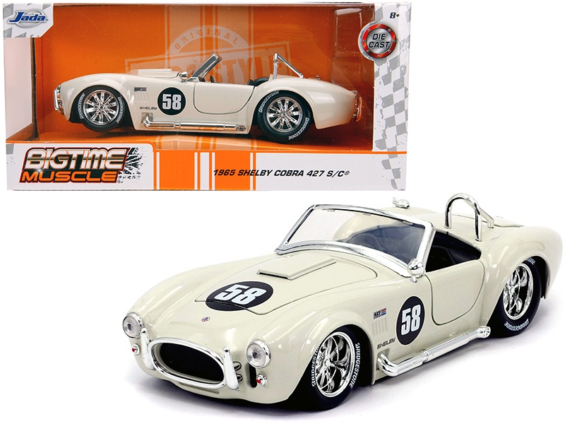 1965 Shelby Cobra 427 S/C #58 Cream "Bigtime Muscle" 1/24 Diecast Model Car By Jada