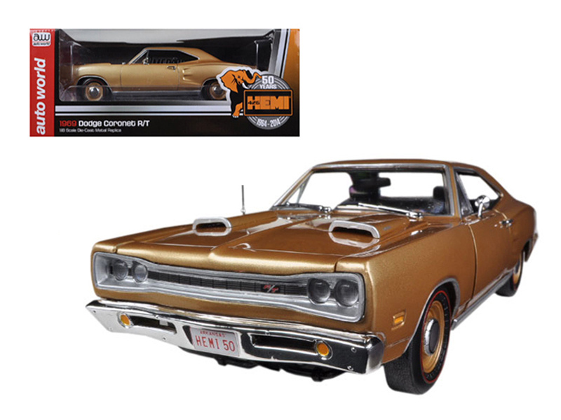 1969 Dodge Coronet R/T Light Bronze Poly Hemi 50Th Anniversary Limited To 1250Pc1/18 Diecast Model Car By Autoworld