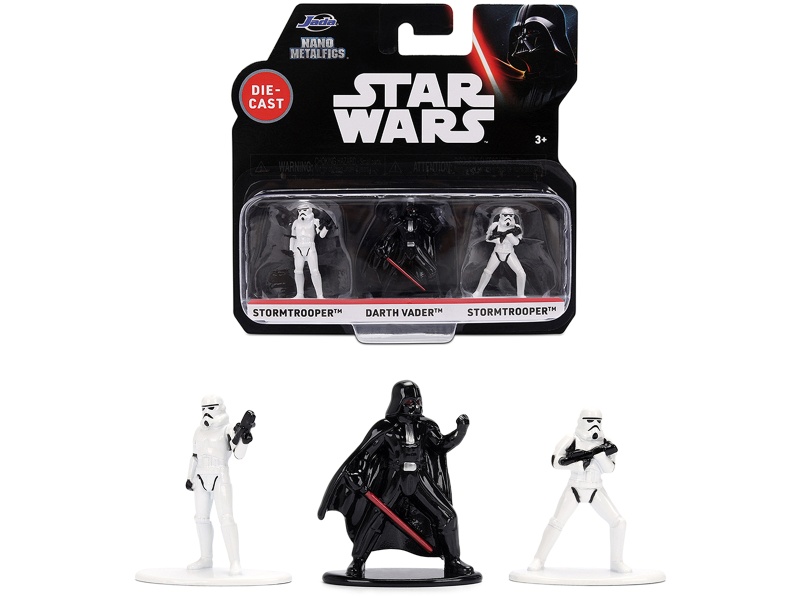 Set Of 3 Diecast Figures "Star Wars" Movie Franchise "Nano Metalfigs" Series Diecast Models By Jada