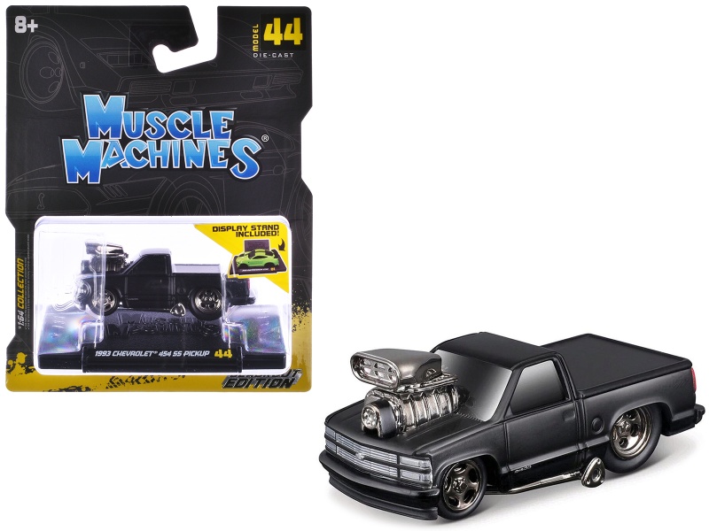 1993 Chevrolet 454 SS Pickup Truck Matt Black 'Blackout Edition' Diecast Model