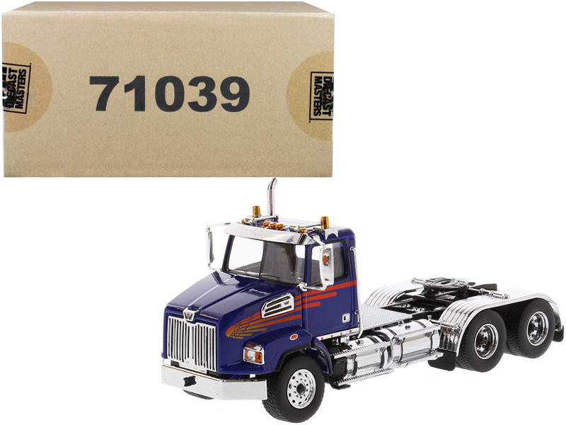 Western Star 4700 Sb Tandem Day Cab Tractor Blue 1/50 Diecast Model By Diecast Masters