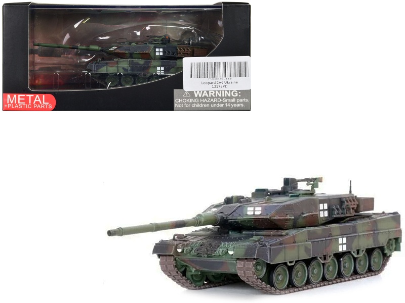 Leopard 2A6 Main Battle Tank Green Camouflage Ukrainian Army Armor Premium Series 1/72 Diecast Model by Panzerkampf