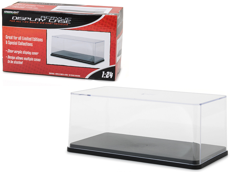 Collectible Display Show Case With Black Plastic Base For 1/24 Scale Models By Greenlight