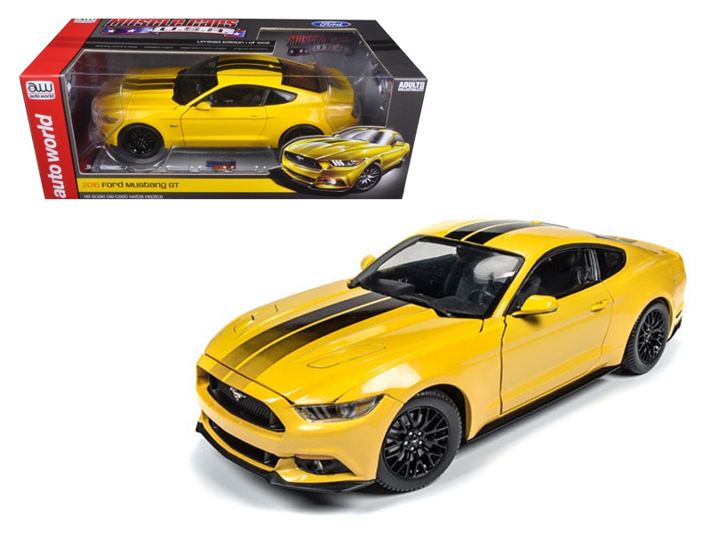 2016 Ford Mustang Gt 5.0 Yellow Limited Edition To 1002Pcs 1/18 Diecast Model Car By Autoworld
