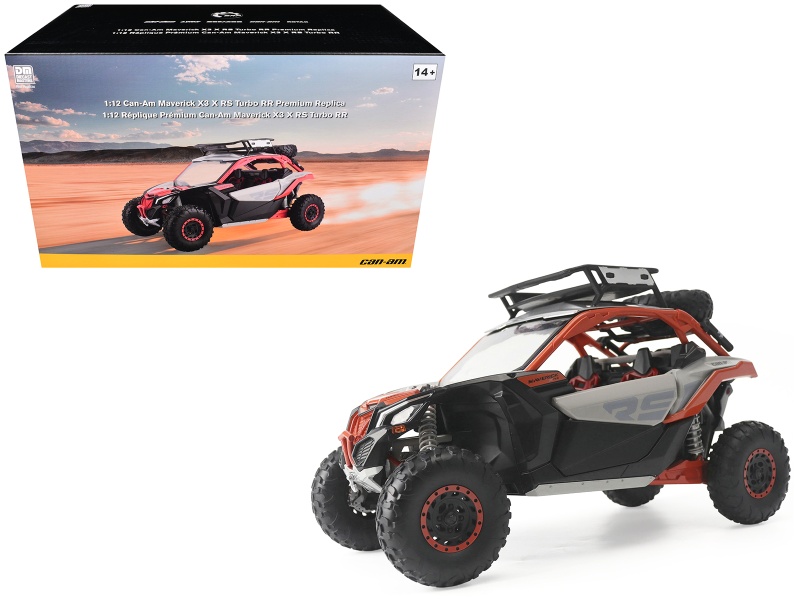 Can-Am Maverick X3 X Rs Turbo Rr With Roof Rack Chalk Gray And Orange 1/12 Diecast Model By Brp Models