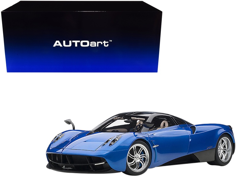 Pagani Huayra Metallic Blue With Black Top And Silver Wheels 1/12 Model Car By Autoart