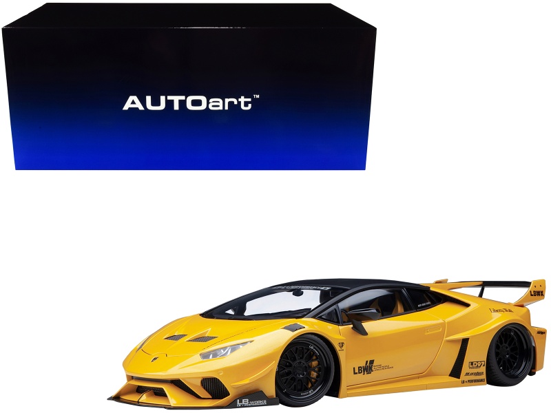 Lamborghini Huracan GT LB-Silhouette Works 1/18 Model Car by Autoart - Yellow Metallic with Black Top