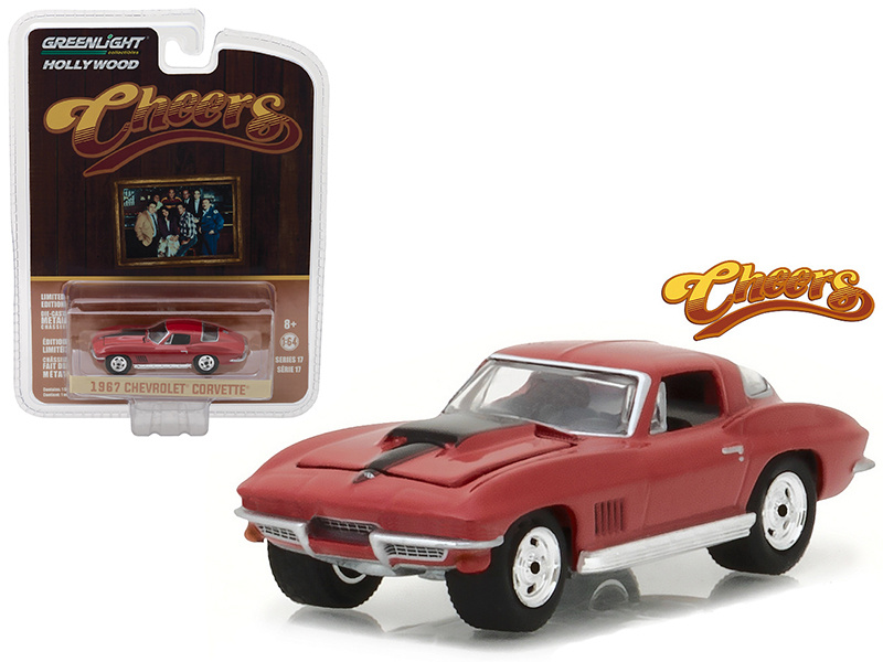 1967 Chevrolet Corvette Stingray Red With Black Stripe "Cheers" (1982-1993) Tv Series "Hollywood Series" Release 17 1/64 Diecast Model Car By Greenlight