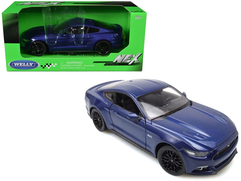 2015 Ford Mustang Gt 5.0 Blue Metallic "Nex Models" Series 1/24 Diecast Model Car By Welly