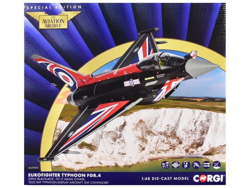 Eurofighter Typhoon Fgr4 Aircraft "Blackjack Raf Typhoon Display Aircraft" (2022) British Royal Air Force "The Aviation Archive" Series 1/48 Diecast Model By Corgi