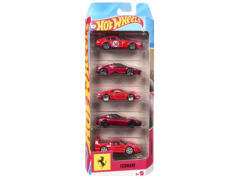 Ferrari 5 Piece Set Diecast Model Cars By Hot Wheels