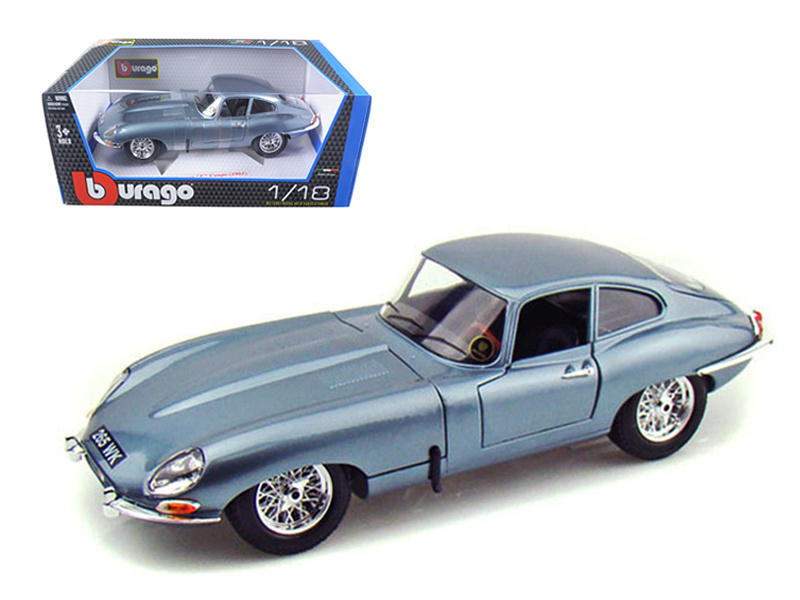 1961 Jaguar E Type Coupe Blue Metallic 1/18 Diecast Model Car By Bburago