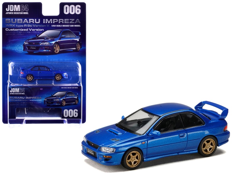 Subaru Impreza Wrx Type R Sti Version V Rhd (Right Hand Drive) Sonic Blue Mica "Jdm64" Series 1/64 Diecast Model Car By Hobby Japan