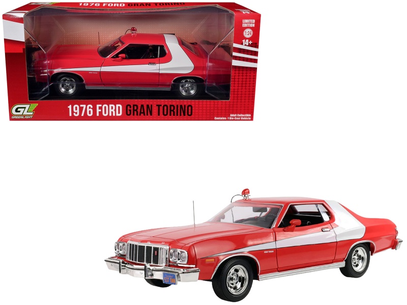 1976 Ford Gran Torino Red With White Graphics "Hollywood Greatest Hits" Series 1/24 Diecast Model Car By Greenlight