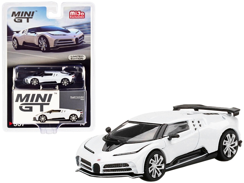 Bugatti Centodieci White With Black Accents Limited Edition 1/64 Diecast Model Car By True Scale Miniatures