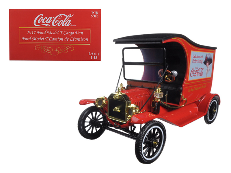1917 Ford Model T Cargo Van "Coca-Cola" Red 1/18 Diecast Model Car By Motorcity Classics