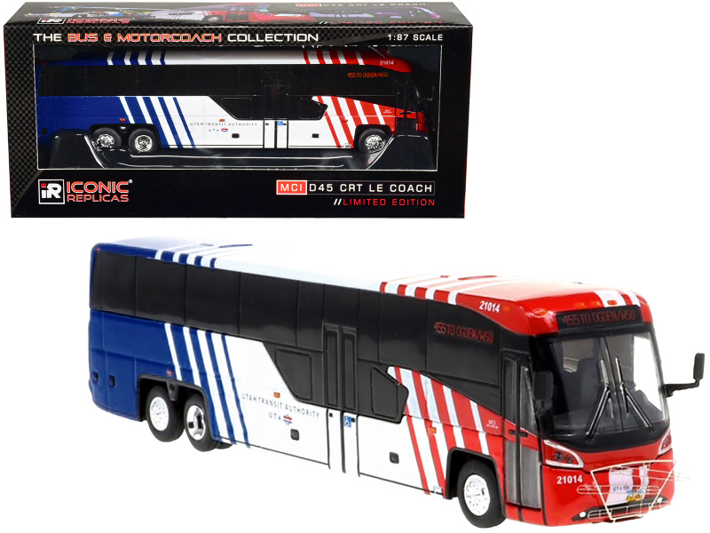 Mci D45 Crt Le Coach Bus "Utah Transit Authority" Destination: "455 To Ogden/Wsu" "The Bus & Motorcoach Collection" 1/87 Diecast Model By Iconic Replicas