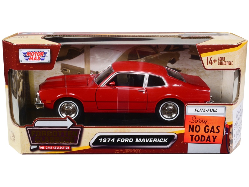 1974 Ford Maverick Red "Forgotten Classics" Series 1/24 Diecast Model Car By Motormax